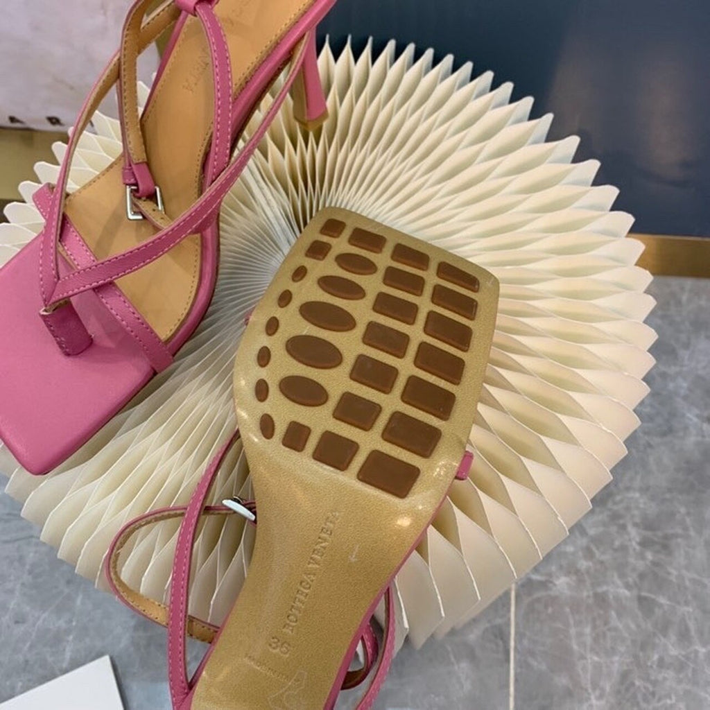 Bottega Veneta Stretch Sandals 9cm Heel Lambskin Leather Spring/Summer 2020 Collection, Pink