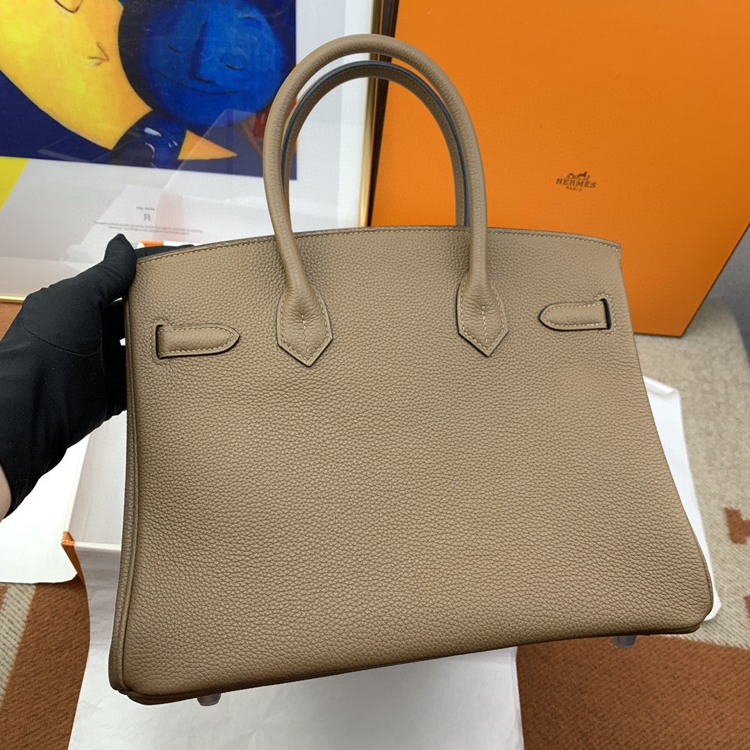 Hermes Birkin 30 Nata Swift Silver Hardware Brown