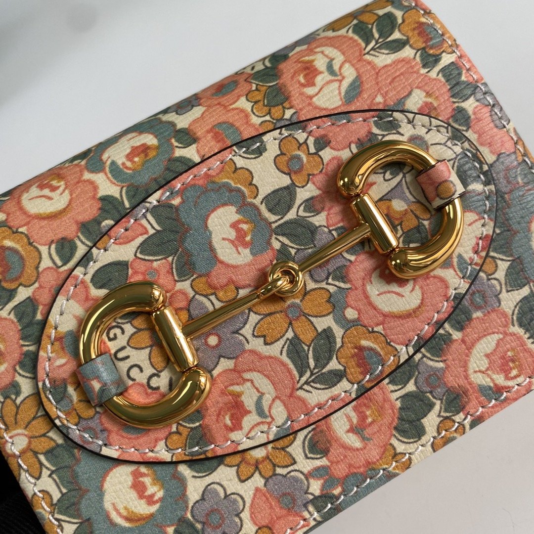 Gucci Horsebit 1955 Liberty London Pink Card Case 11cm
