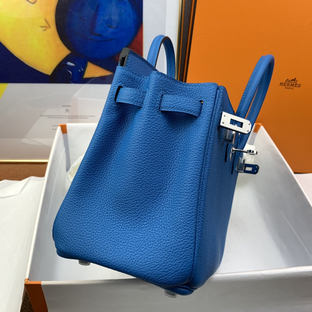 Hermes Birkin 25 Nata Swift Silver Hardware Blue
