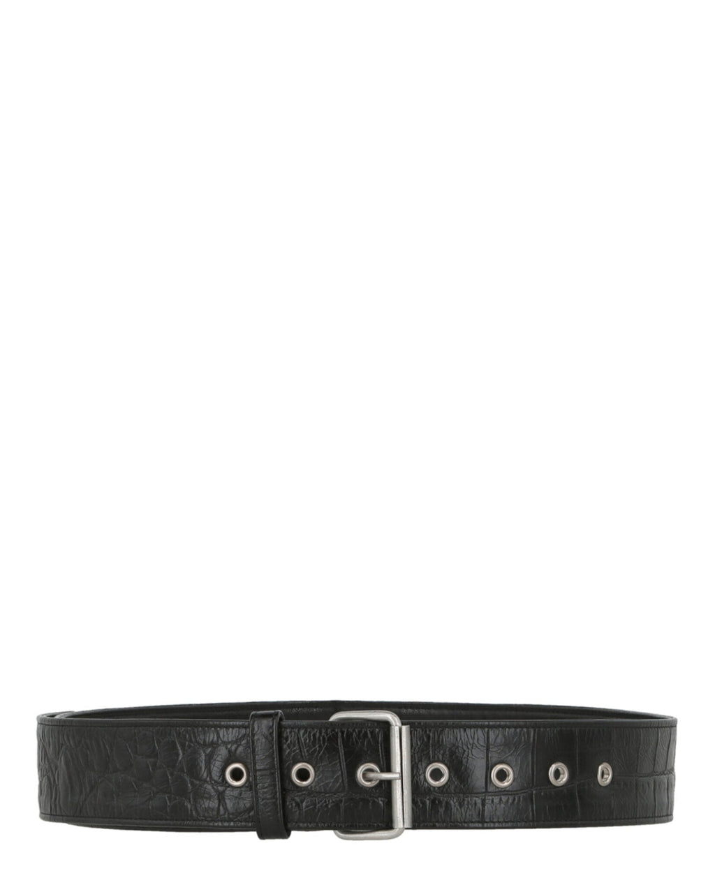 Croc-Embossed Leather Belt