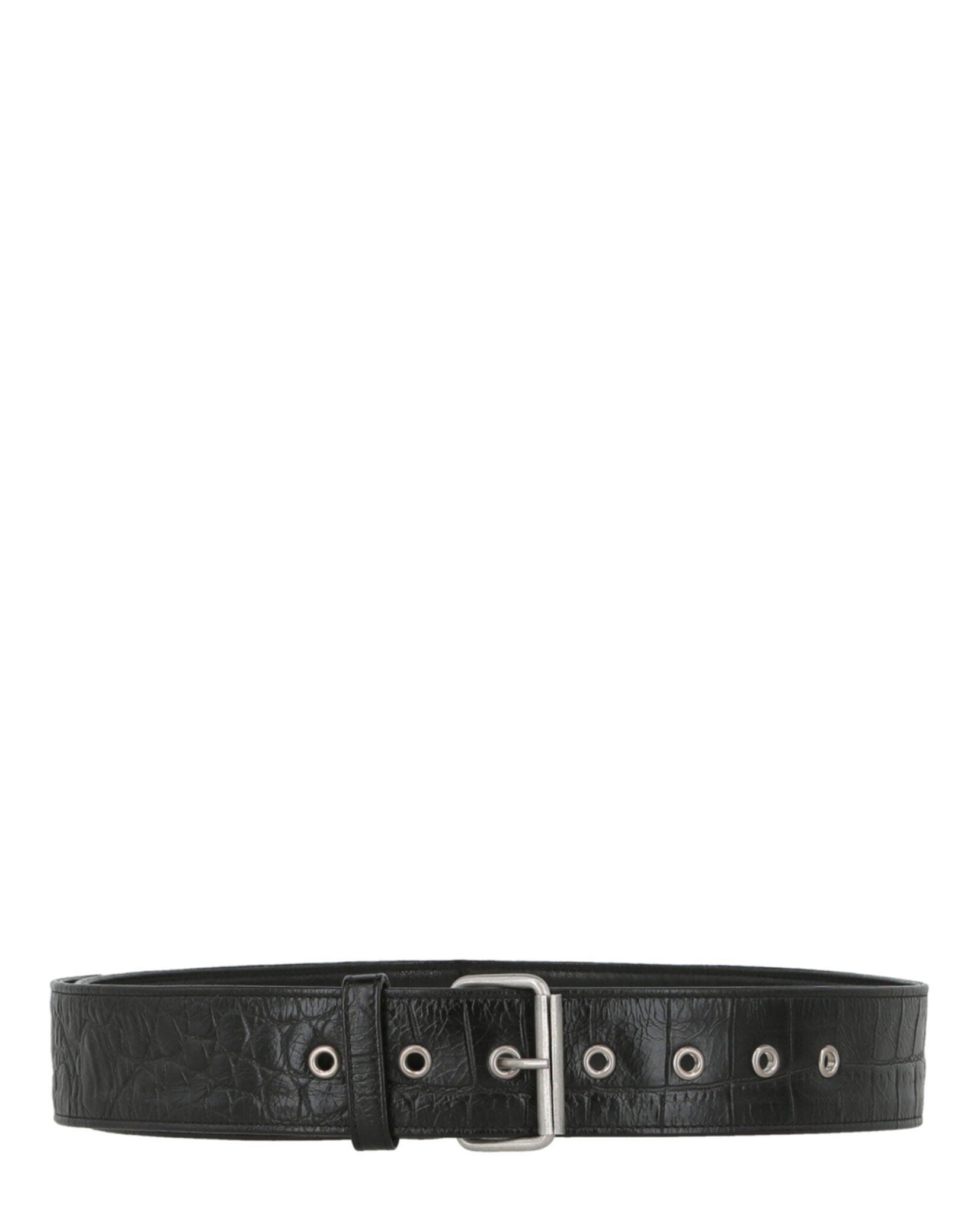 Croc-Embossed Leather Belt