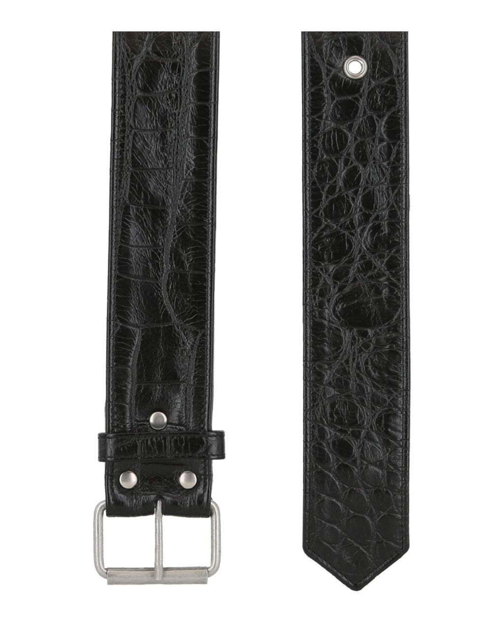 Croc-Embossed Leather Belt