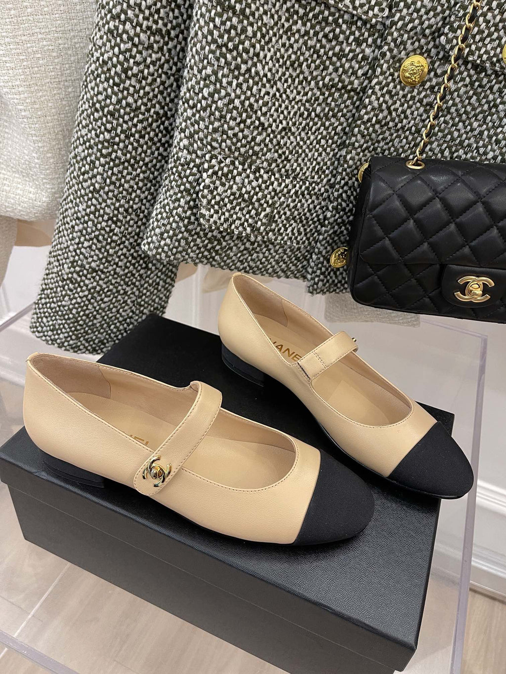 Chanel Sling Back 0.8 Inches Beige