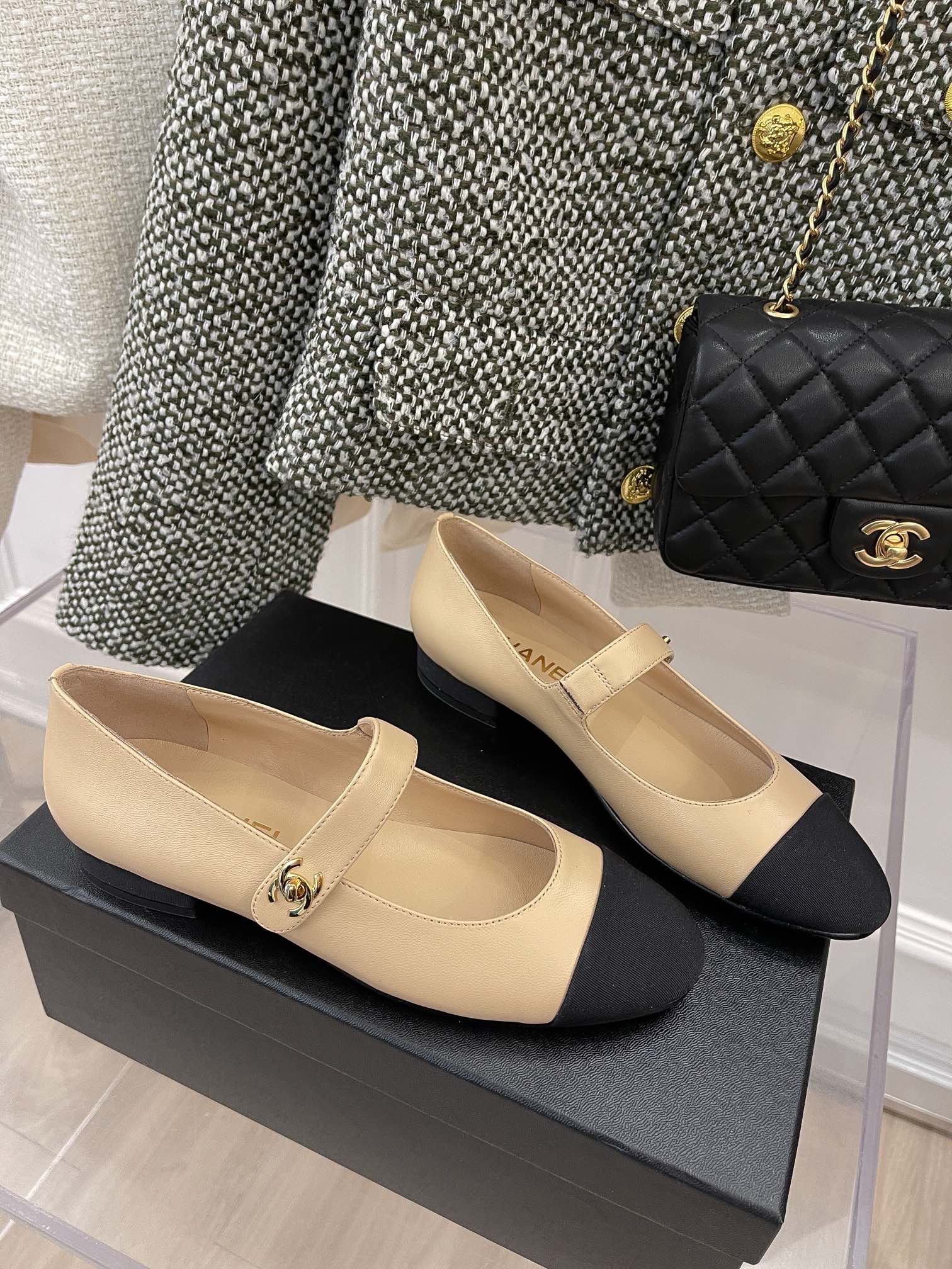 Chanel Sling Back 0.8 Inches Beige