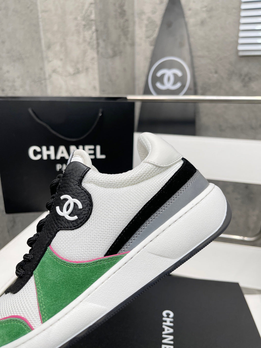 Chanel Trainers Sneakers White/Green
