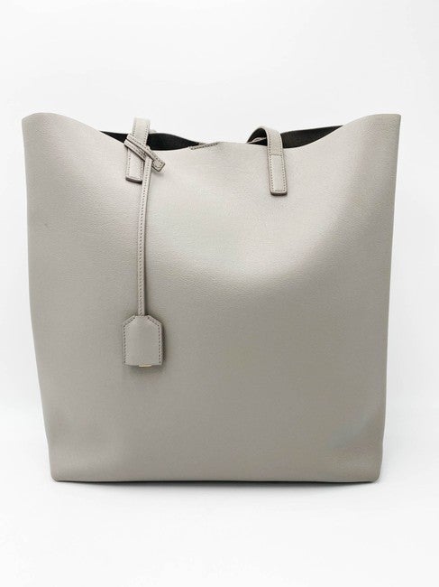 Saint Laurent Bag Shopping Calfskin Medium Light Grey Leather Tote