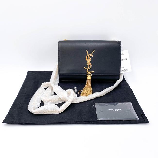 Saint Laurent Monogram Kate Small Smooth Calfskin Tassel On Chain Black Leather Shoulder Bag