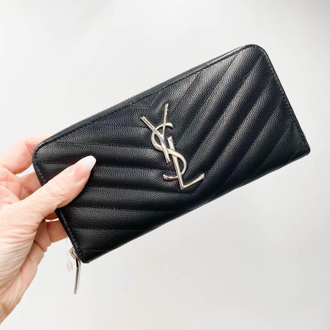 Saint Laurent Black Monogramme Grain De Poudre Zip-around Wallet