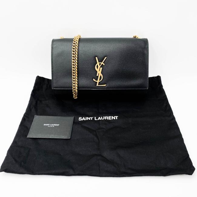 Saint Laurent Monogram Kate Grain De Poudre Medium Classic Satchel Black Leather Shoulder Bag