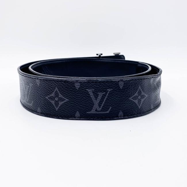 Louis Vuitton Black Calfskin Monogram Eclipse 40mm Lv Initiales Reversible Belt