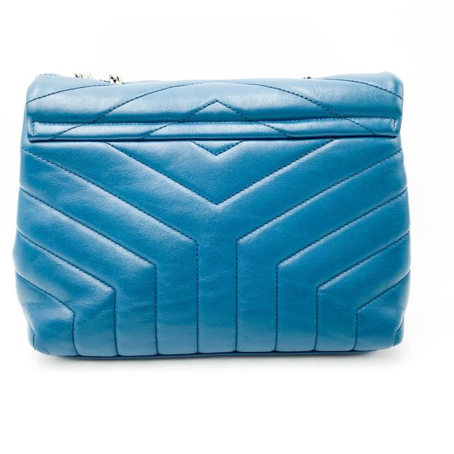 Saint Laurent Monogram Loulou Calfskin Y Quilted Monogram Small Chain Satchel Blue Leather Shoulder Bag