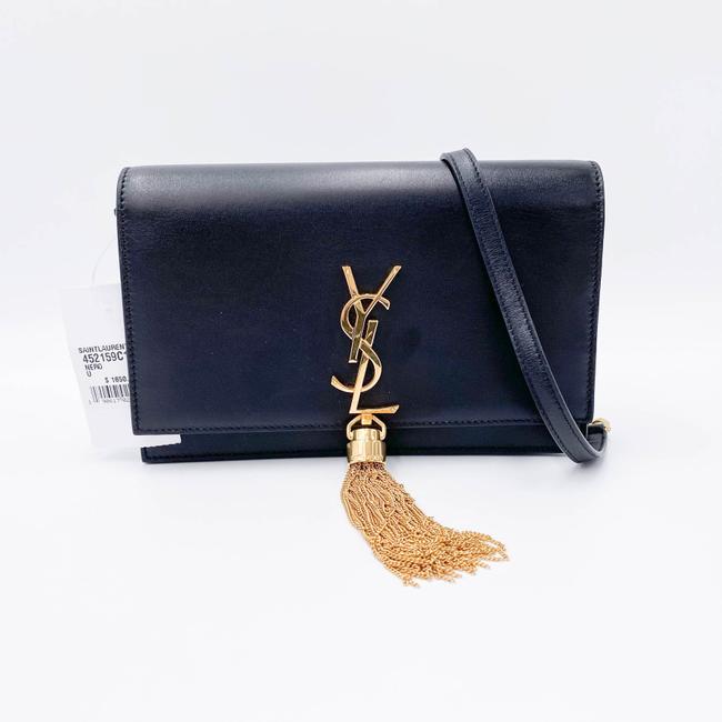 Saint Laurent Monogram Kate Chain Wallet Woc Calfskin Classic Tassel Black Leather Shoulder Bag