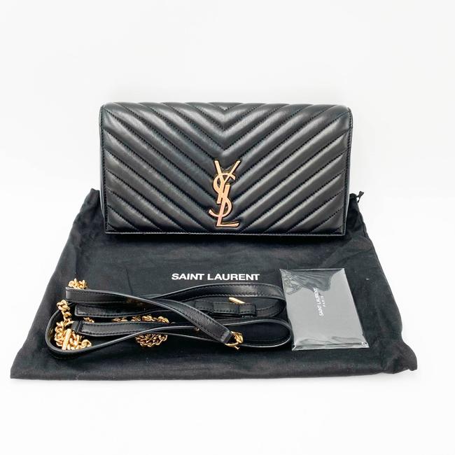 Saint Laurent Monogram Kate Shoulder 99 Quilted Baguette Black Leather Cross Body Bag