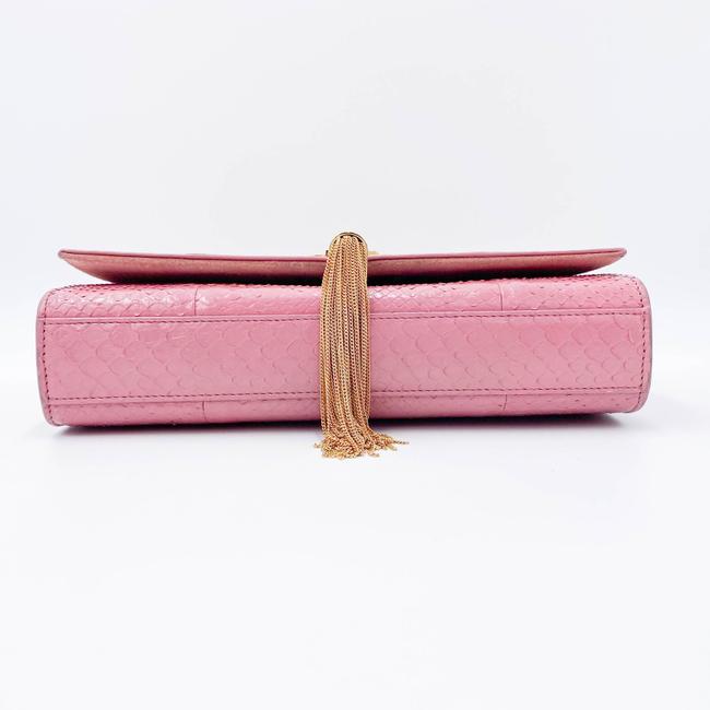 Saint Laurent Monogram Kate Medium Monogram Snakeskin Pink Leather Shoulder Bag