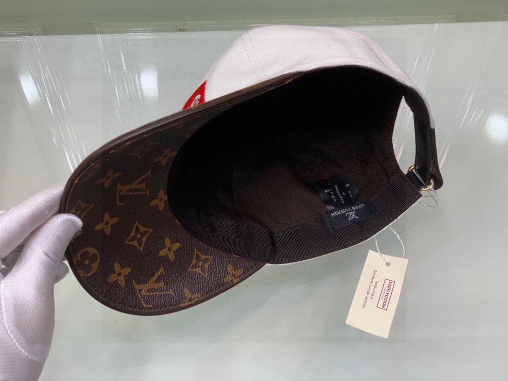 Louis Vuitton x Supreme Cap White & Brown