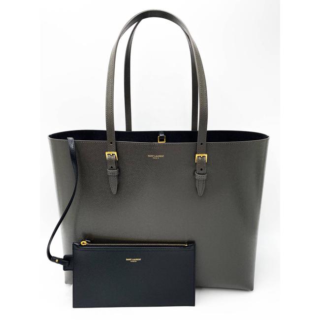 Saint Laurent Monogram Medium Shopping Bouclé Grey Leather Tote