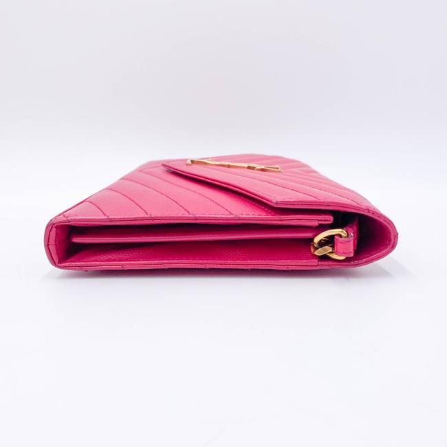 Saint Laurent Medium Wallet On A Chain Ghw Monogram Pink Leather Shoulder Bag