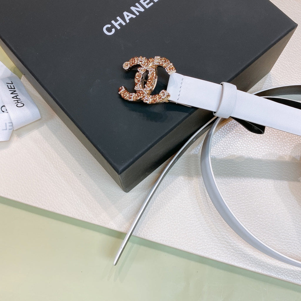 Chanel Belt With Beaded Buckle White