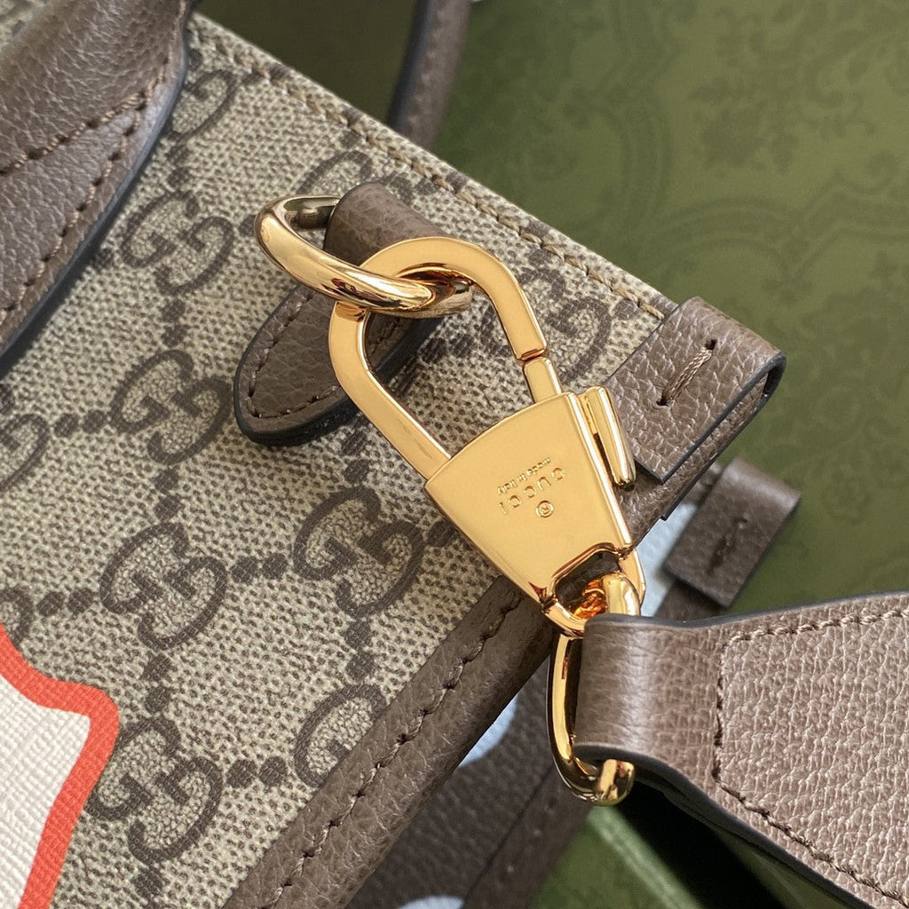 Gucci Medium Tote With Geometric Print 38cm Beige And Ebony