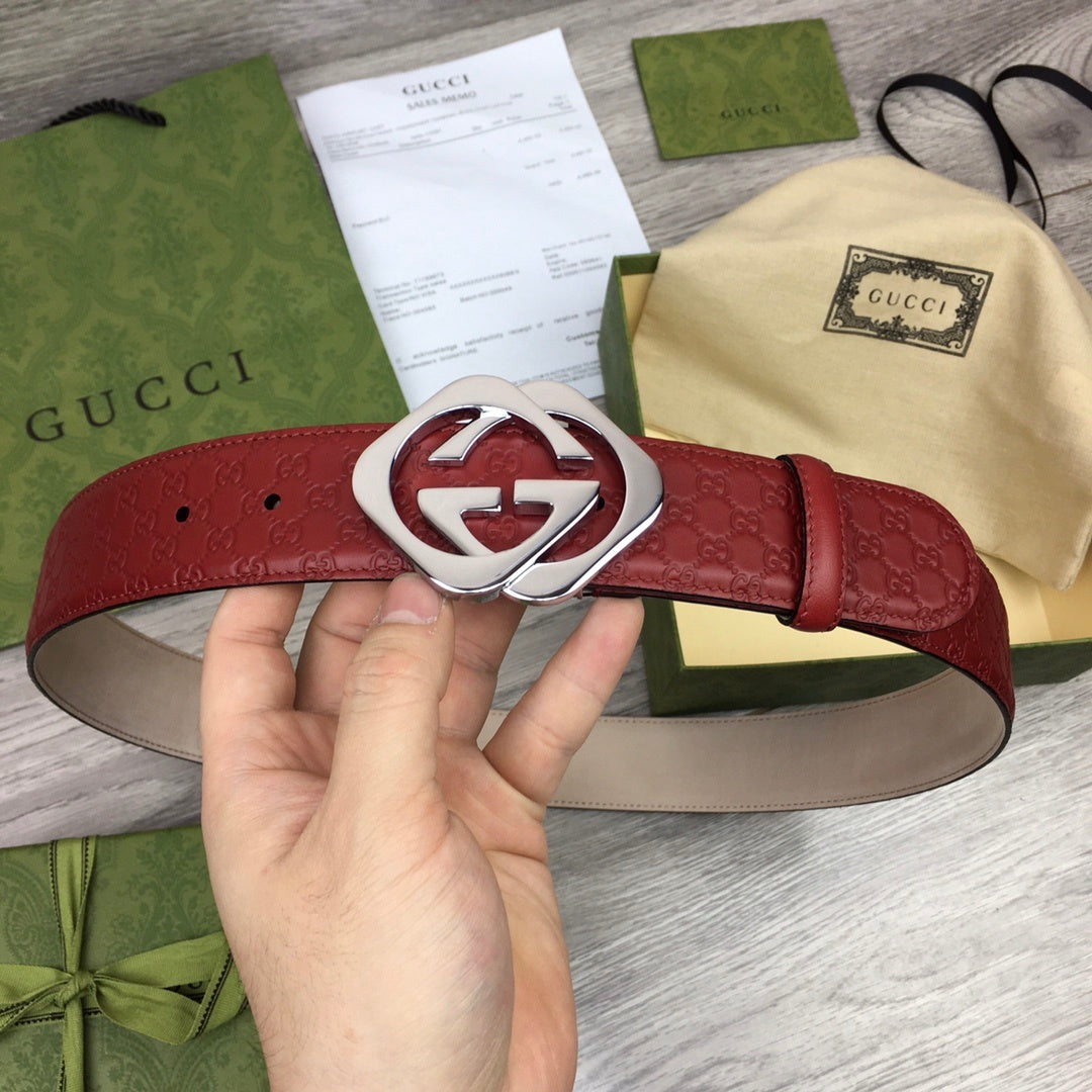 Gucci Belt With Double G Buckle Red