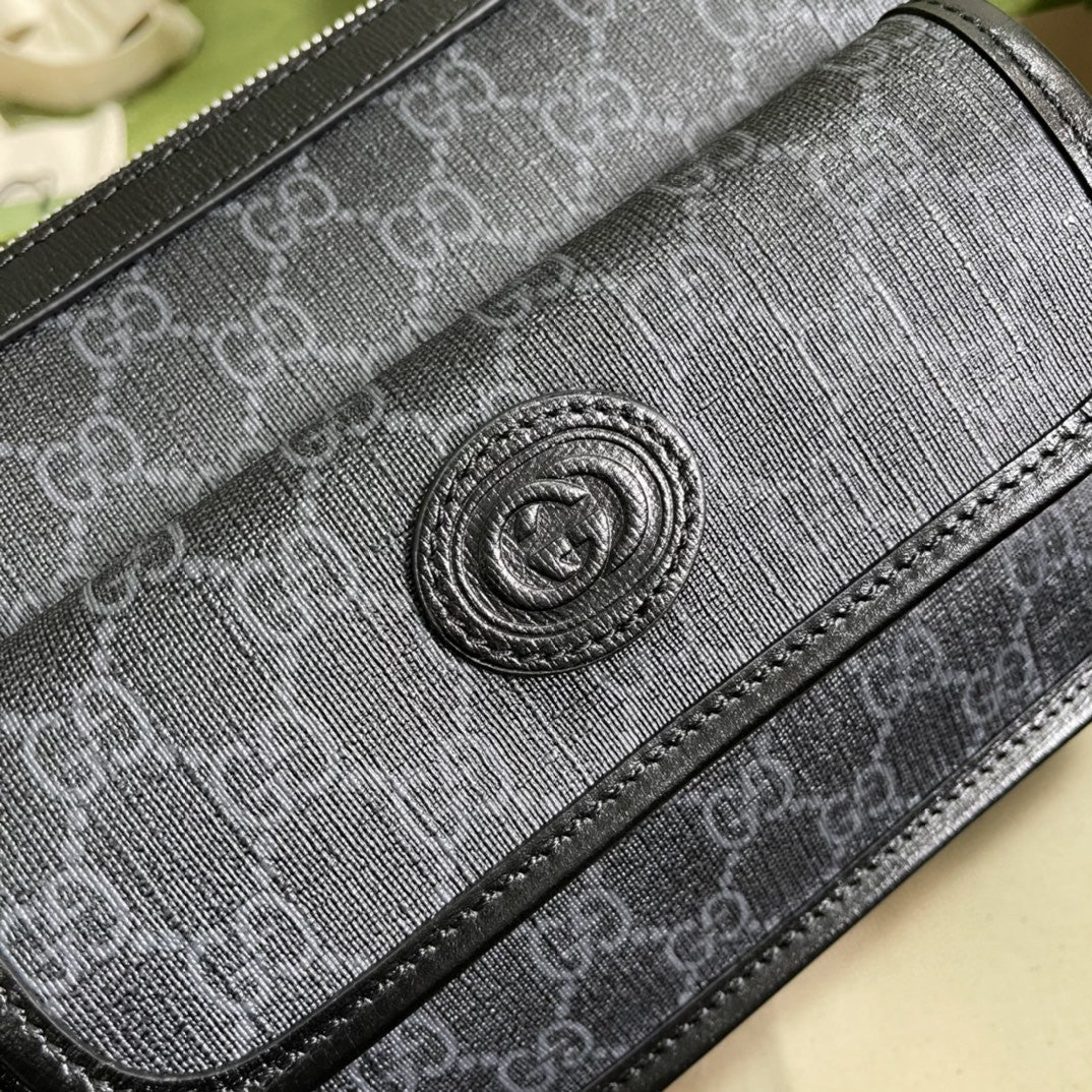 Gucci Messenger Bag With Interlocking G 21cm Black