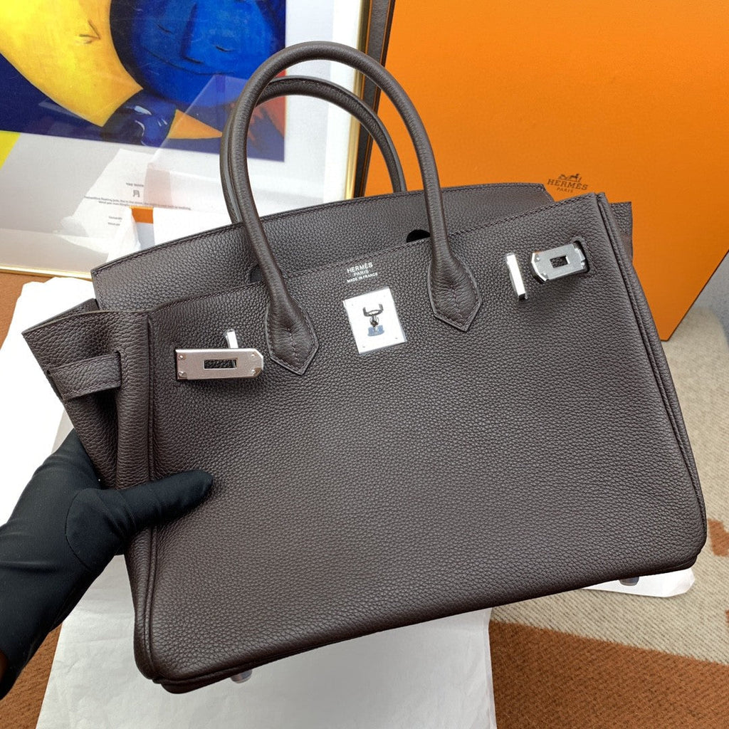 Hermes Birkin 30 Nata Swift Silver Hardware Dark Brown