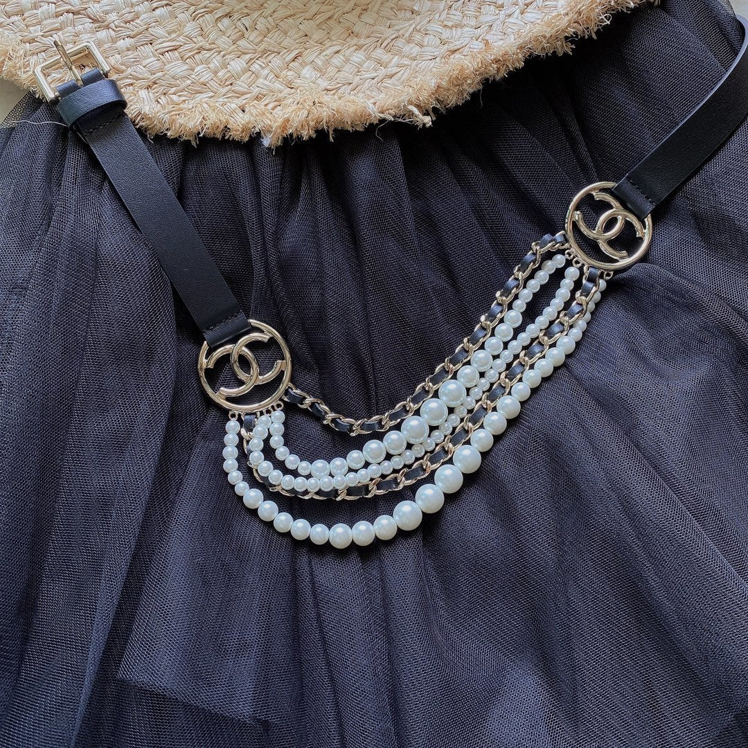 Chanel Belt With Square Metal Buckle Black