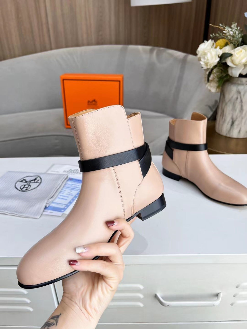 Hermes Neo Ankle Boot Beige