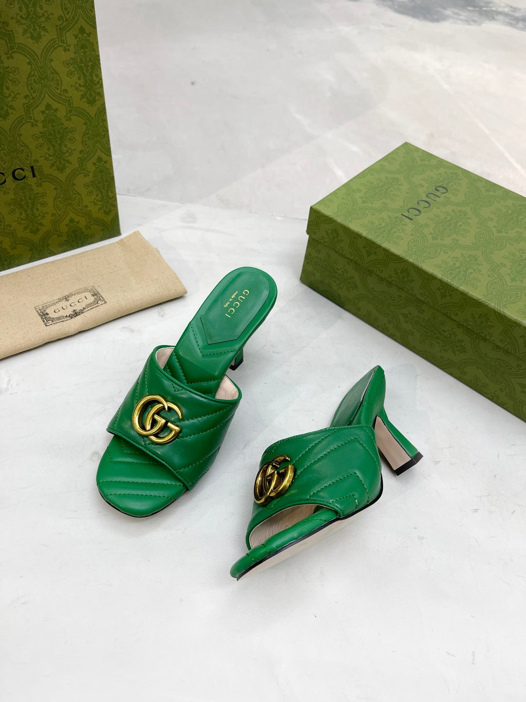 Gucci Double G Slide Sandal Green