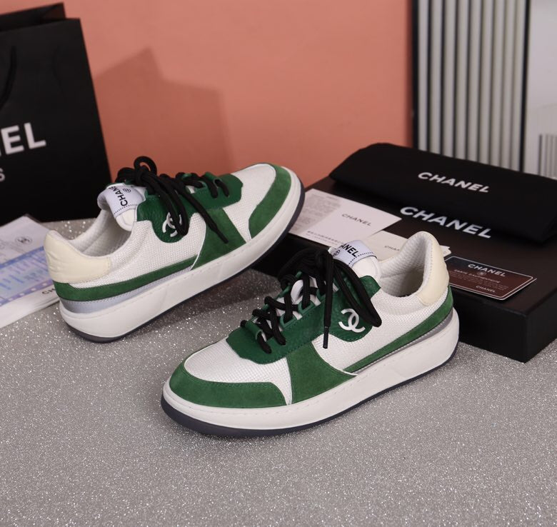 Chanel Trainers Sneakers White/Dark Green