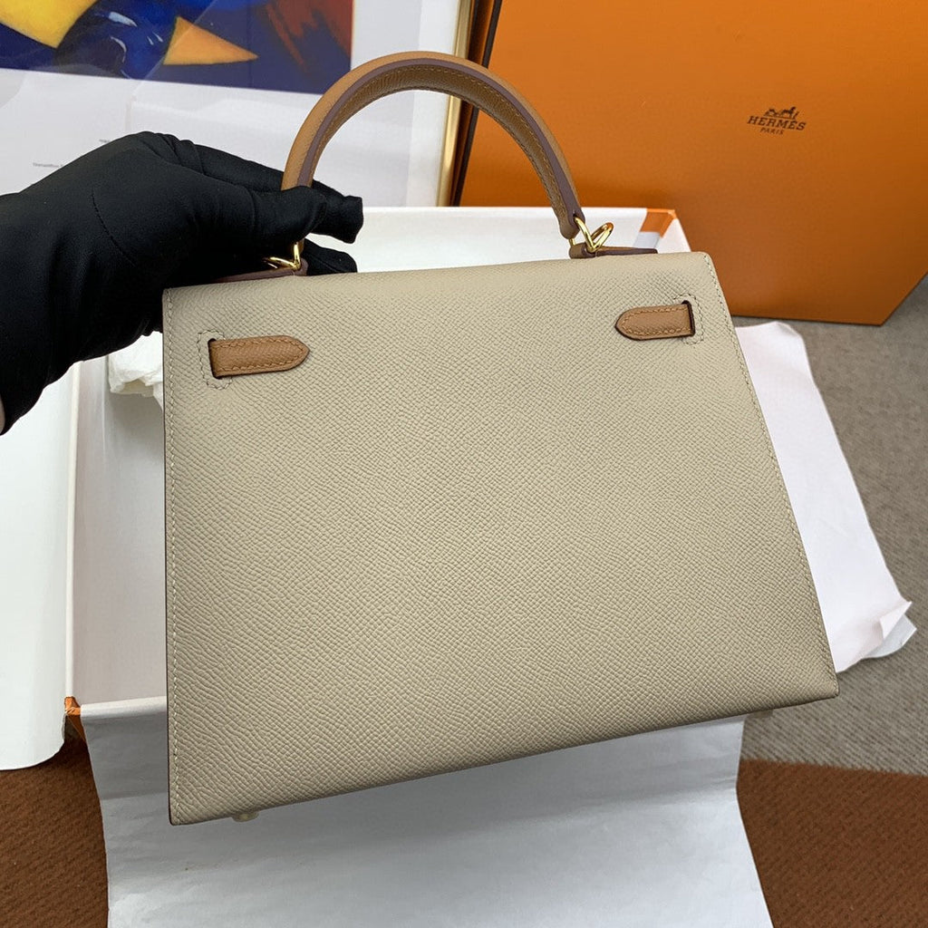 Hermes Kelly 25 Togo Gold Hardware Light Brown