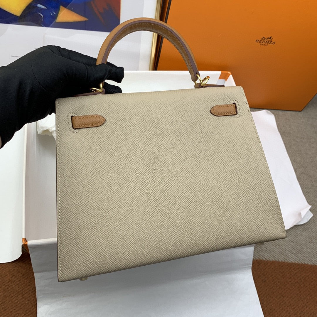 Hermes Kelly 25 Togo Gold Hardware Light Brown