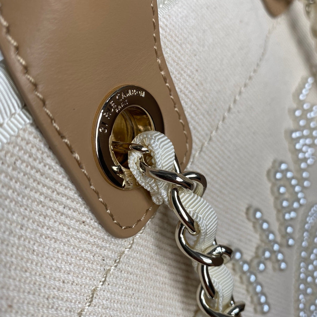 Chanel Deauville Tote 40cm Tweed Bag with Pearl Embroidery Spring/Summer Collection White