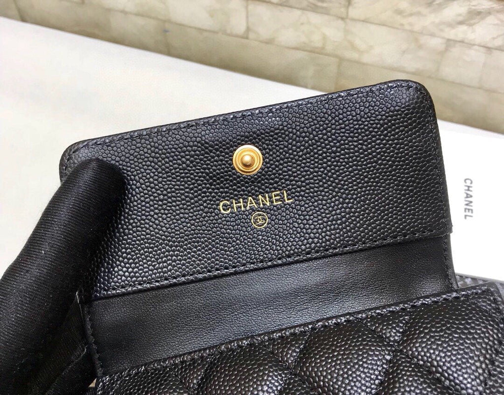 CO-CO Chanel Card Holder With Gold Hardware 12cm
