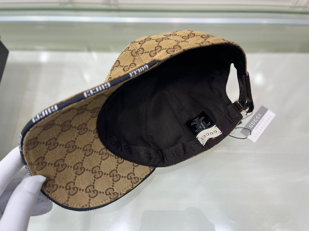 Gucci Canvas Baseball Cap with Web Brown