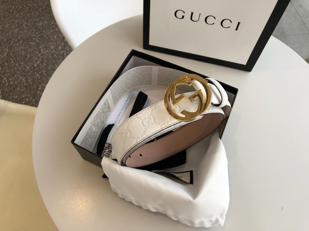 Gucci Belt With Double G Buckle White