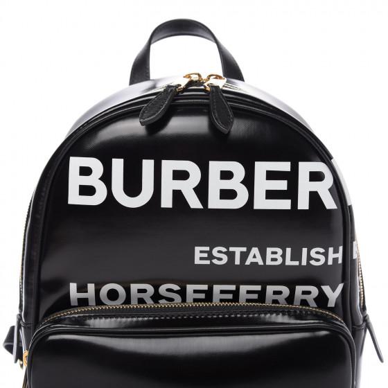 Coated Canvas Horseferry Print Backpack Black
