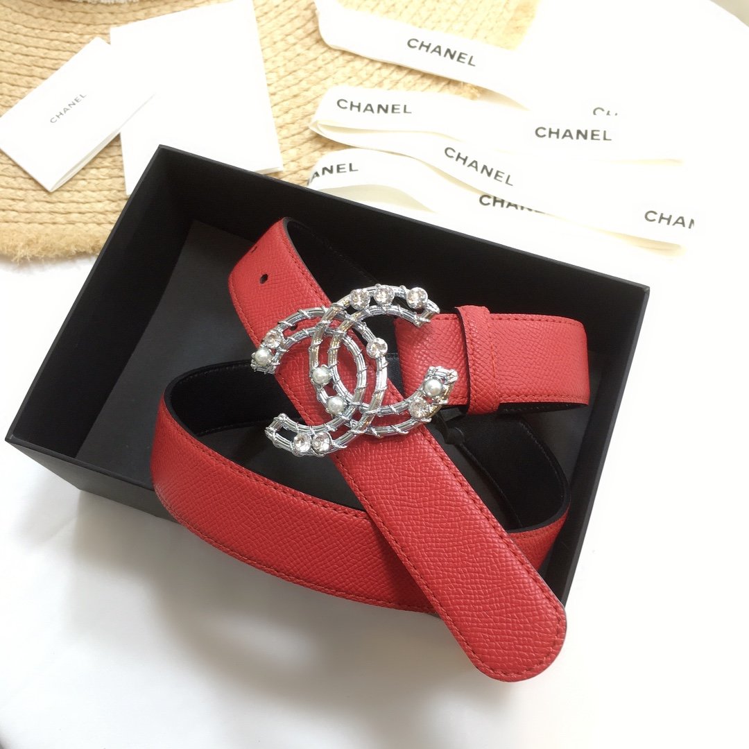 Chanel Belt With Double C Buckle Red