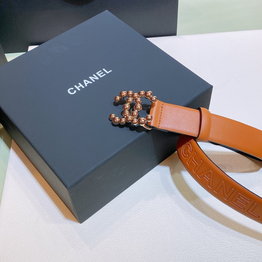 Chanel Belt With Beaded Buckle Red