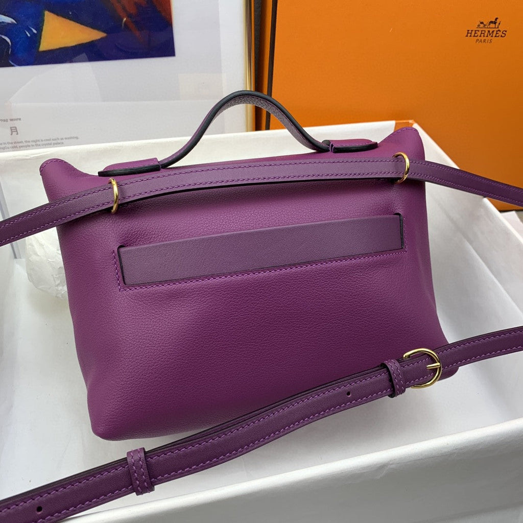 Hermes 24 24 21cm Noir Black Clémence Purple