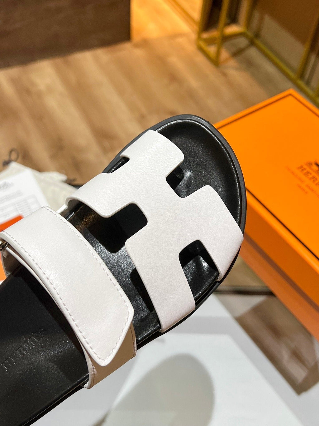 Hermes Oran Sandal Black/White