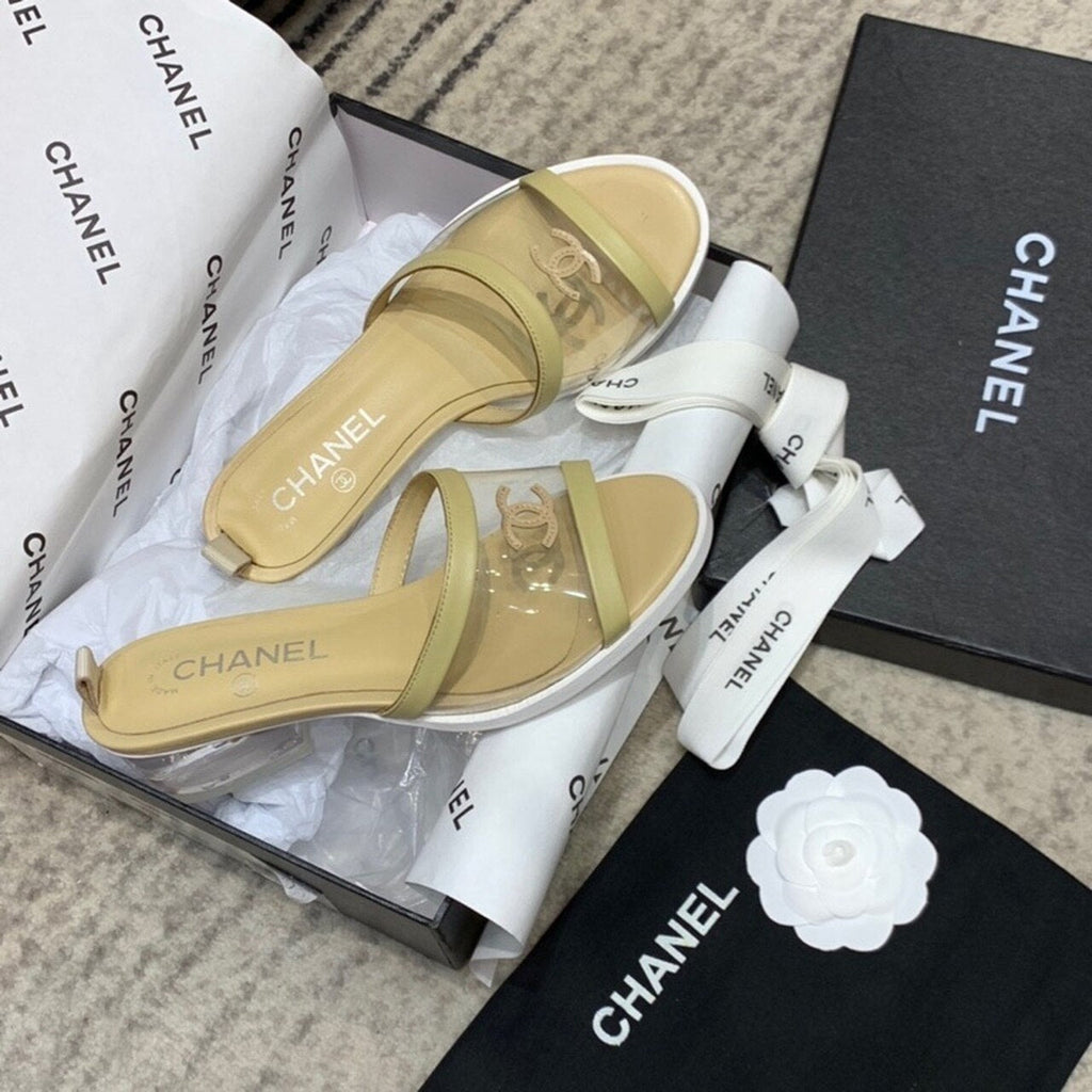 Chanel Transparent PVC Mules & Lambskin Leather Spring/Summer Collection, Beige