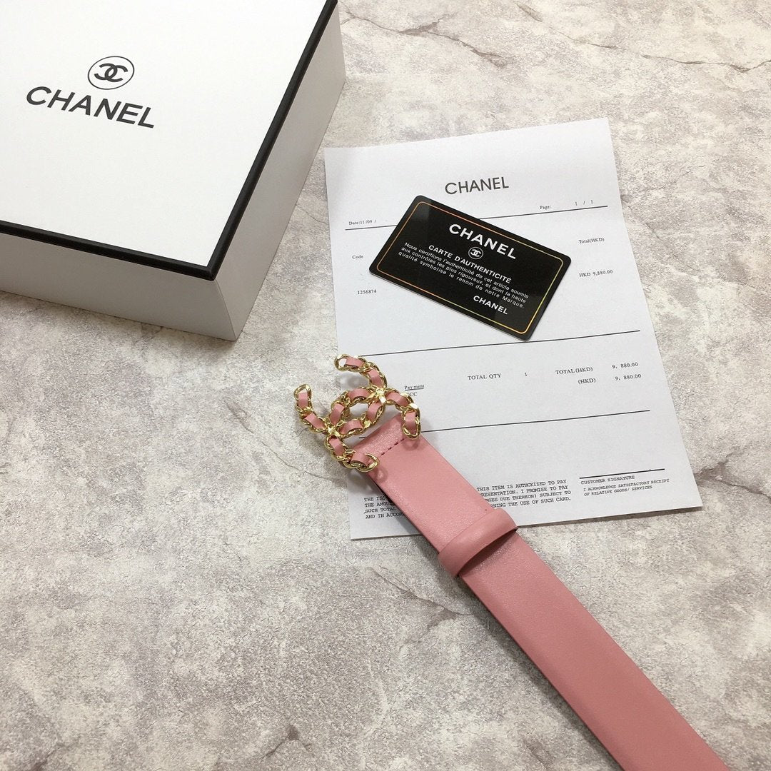 Chanel Belt With Double C Buckle Pink