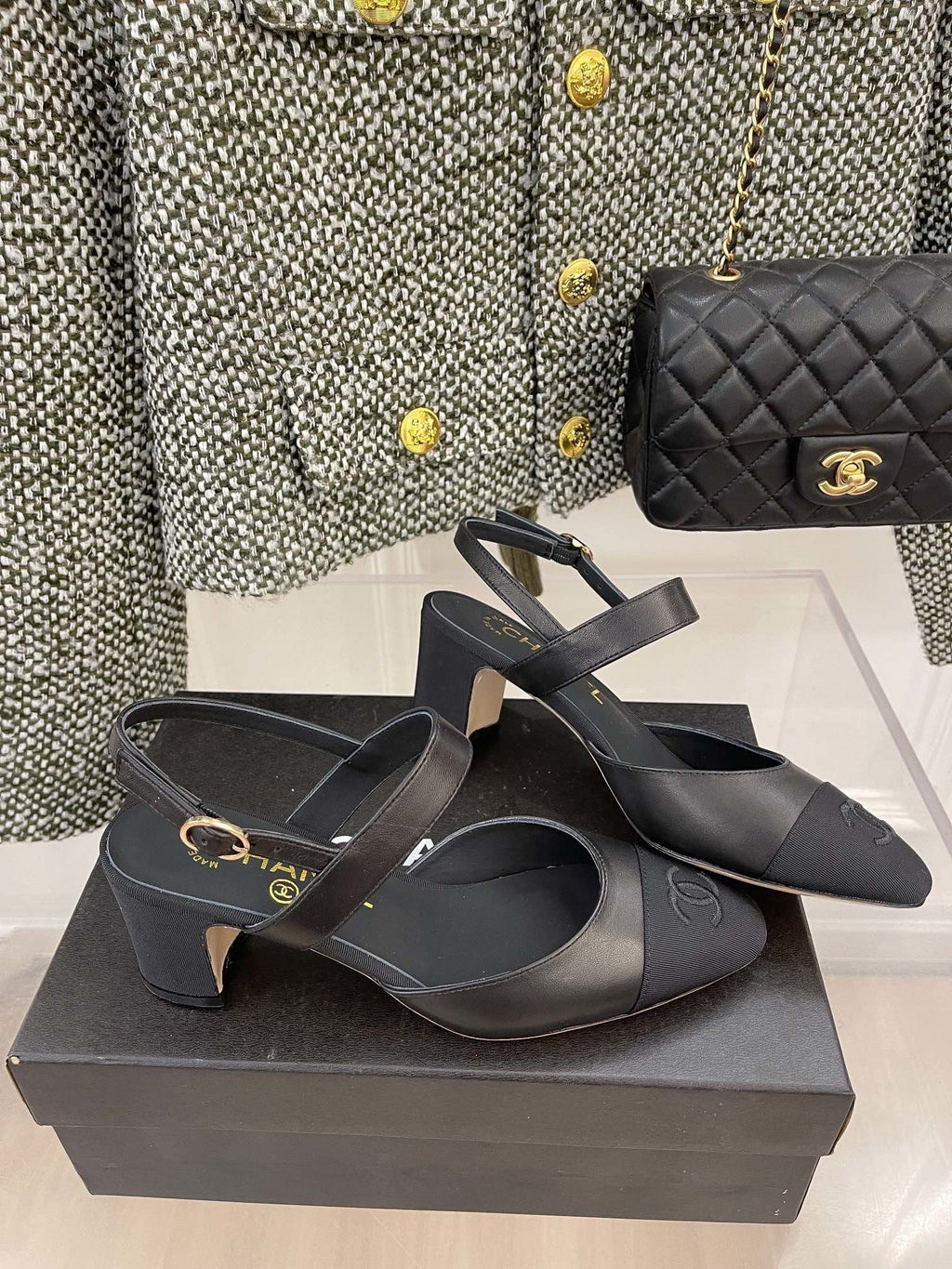 Chanel Sling Back Black