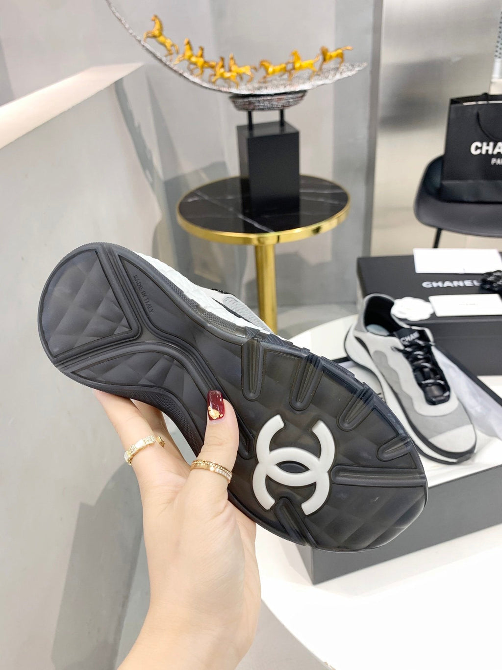 Chanel Open Shoes Grey/White
