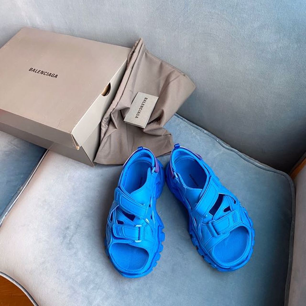 Balenciaga Open Track Velcro Sandals Spring/Summer 2020 Collection, Blue