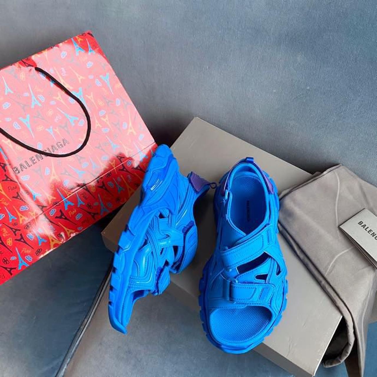 Balenciaga Open Track Velcro Sandals Spring/Summer 2020 Collection, Blue