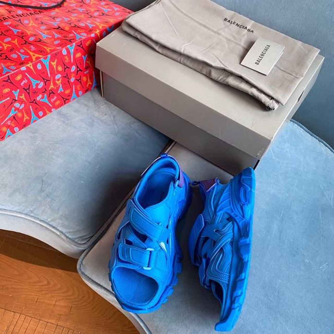 Balenciaga Open Track Velcro Sandals Spring/Summer 2020 Collection, Blue