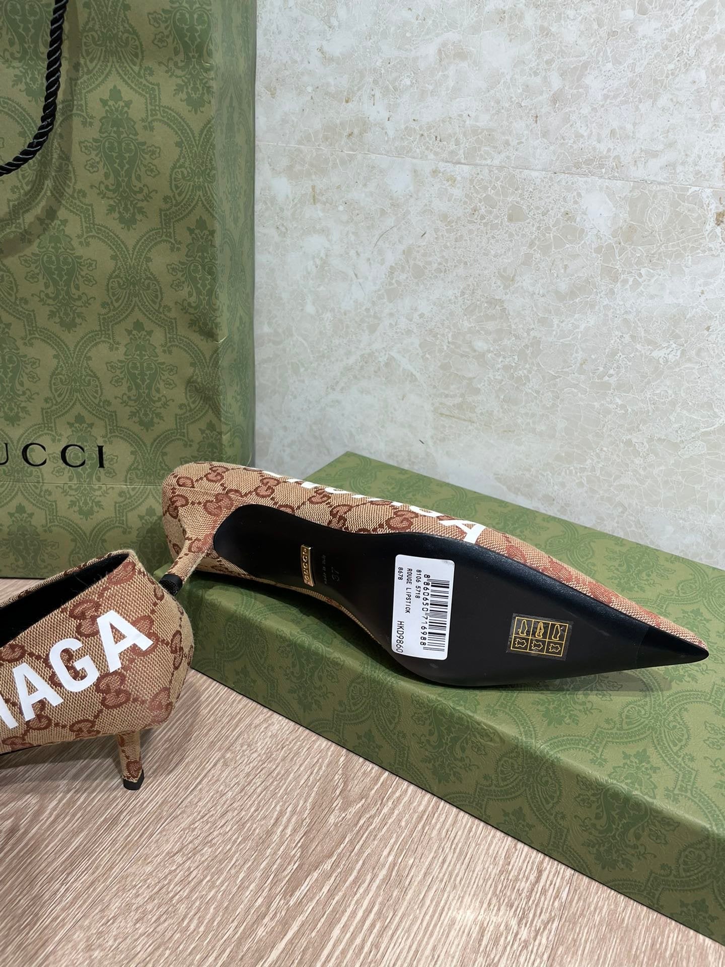 Gucci Balenciaga The Hacker Project Square Knife Pump Brown